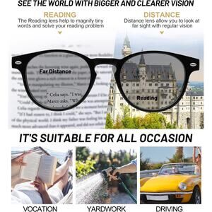 OCCI CHIARI Stylish Bifocal Reading Glasses, +1.50